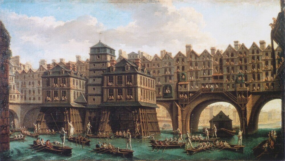 Joutes_pont_au_change_Raguenet_1752 Nicolas-Jean-Baptiste Raguenet La Joute des mariniers entre le Pont-Notre-Dame et le Pont-au-Change1.jpg