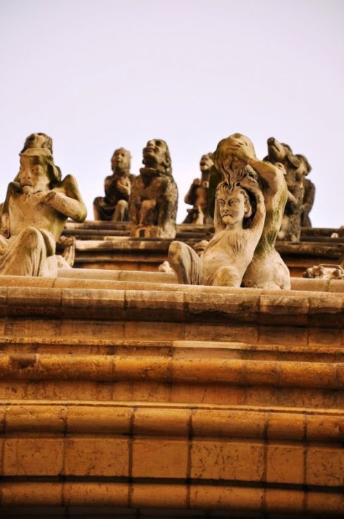 На  фасаде Нотр-Дам разместилось множество скульптур гаргулей..jpg