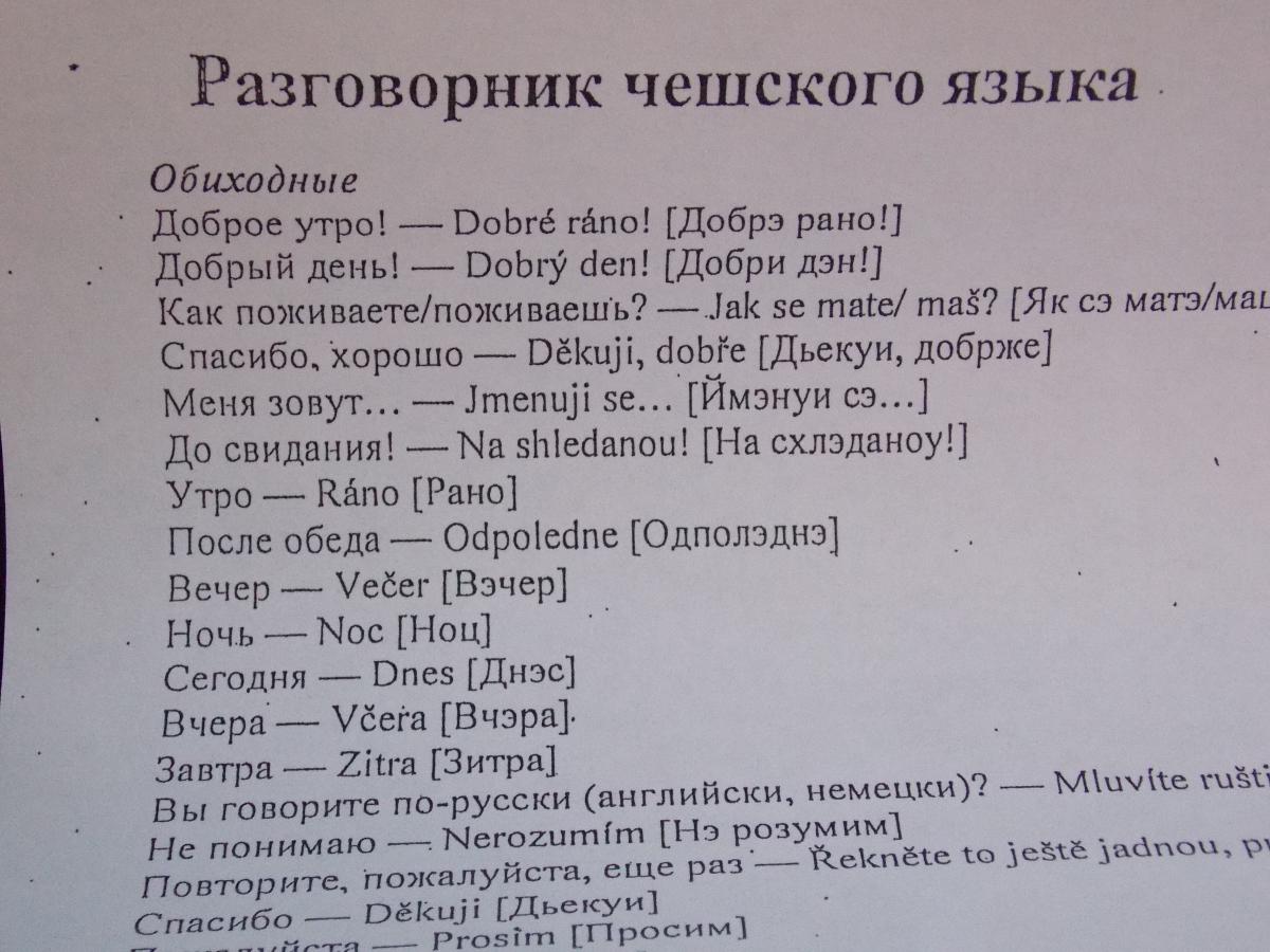 Чешский язык перевод