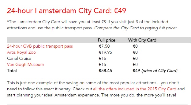 1NL -avia Карта туриста “I Amsterdam card"