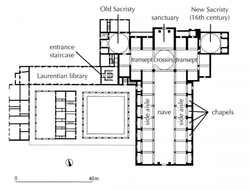 Brunelleschi, Church of San Lorenzo, Florence. plan. c.1421-28..jpg